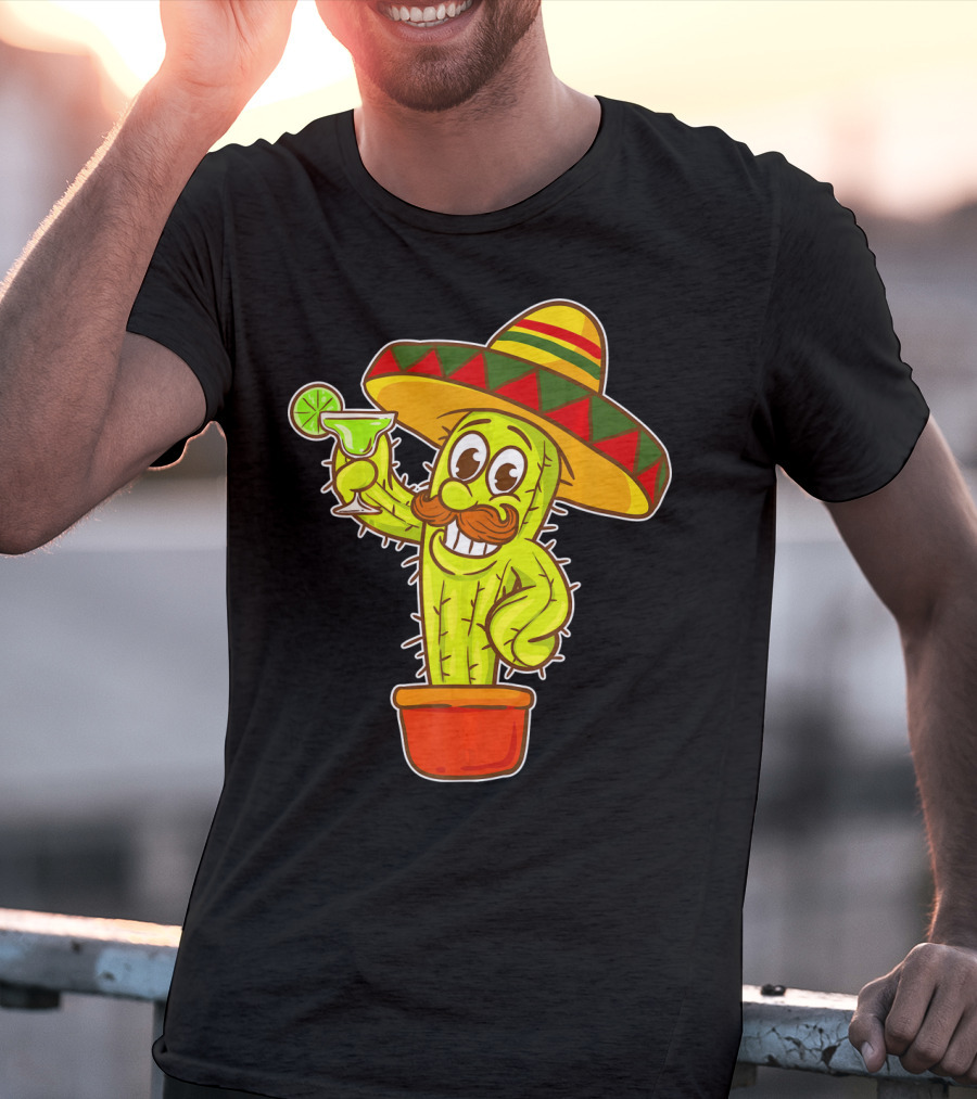Cinco DE Mayo Cactus Costume Sombrero Margarita T-Shirt