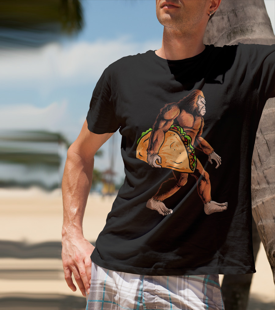 Bigfoot Carrying Giant Taco For Cinco De Mayo T-Shirt