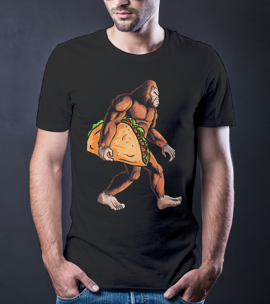 Bigfoot Carrying Giant Taco For Cinco De Mayo T-Shirt