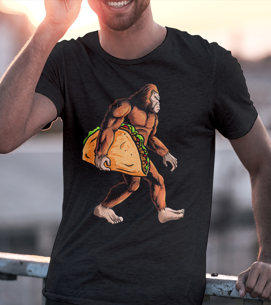 Bigfoot Carrying Giant Taco For Cinco De Mayo T-Shirt