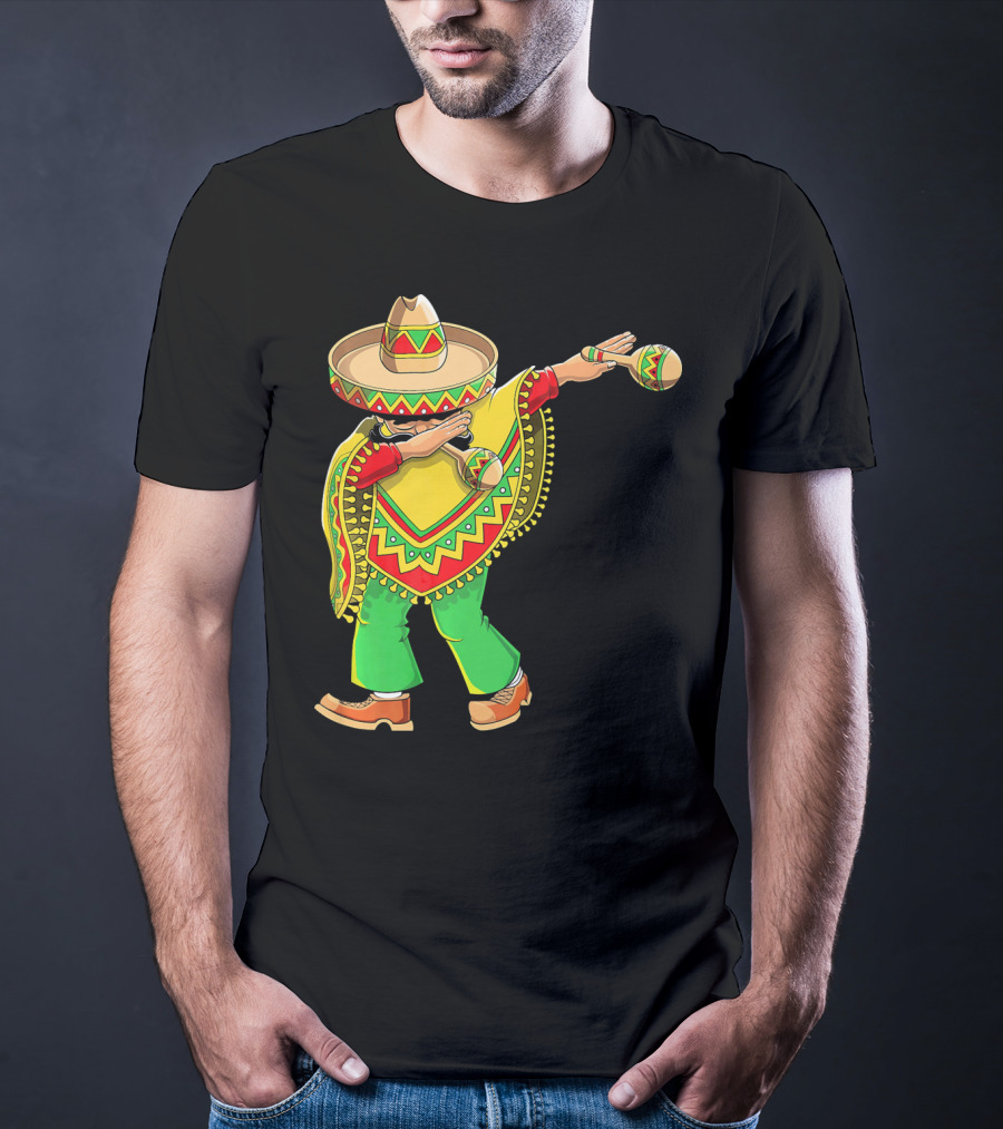 Dabbing Sombrero And Poncho With Maracas Fun T-Shirt