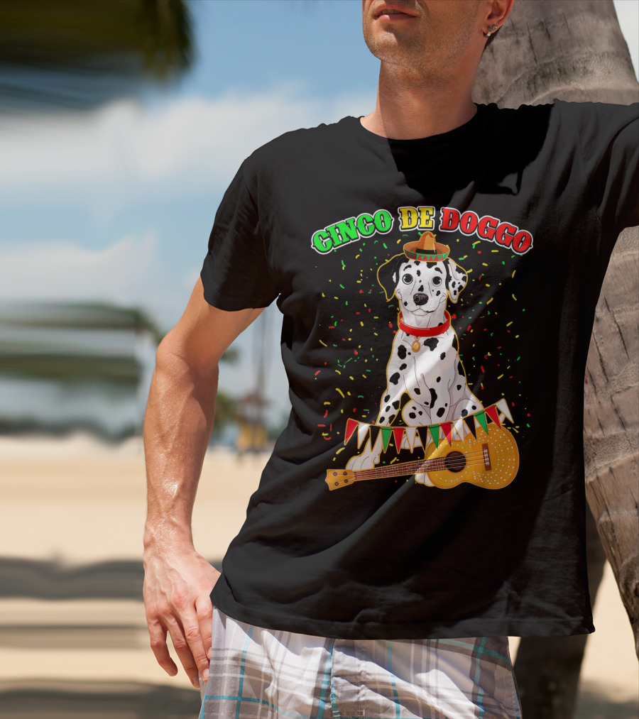 Cinco De Doggo Dalmatian Sombrero Guitar Confetti T-Shirt