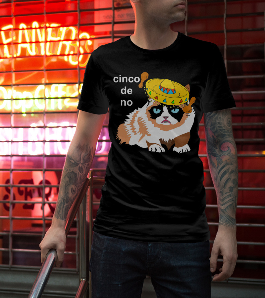 Cinco De No Angry Cat Sombrero Humor T-Shirt