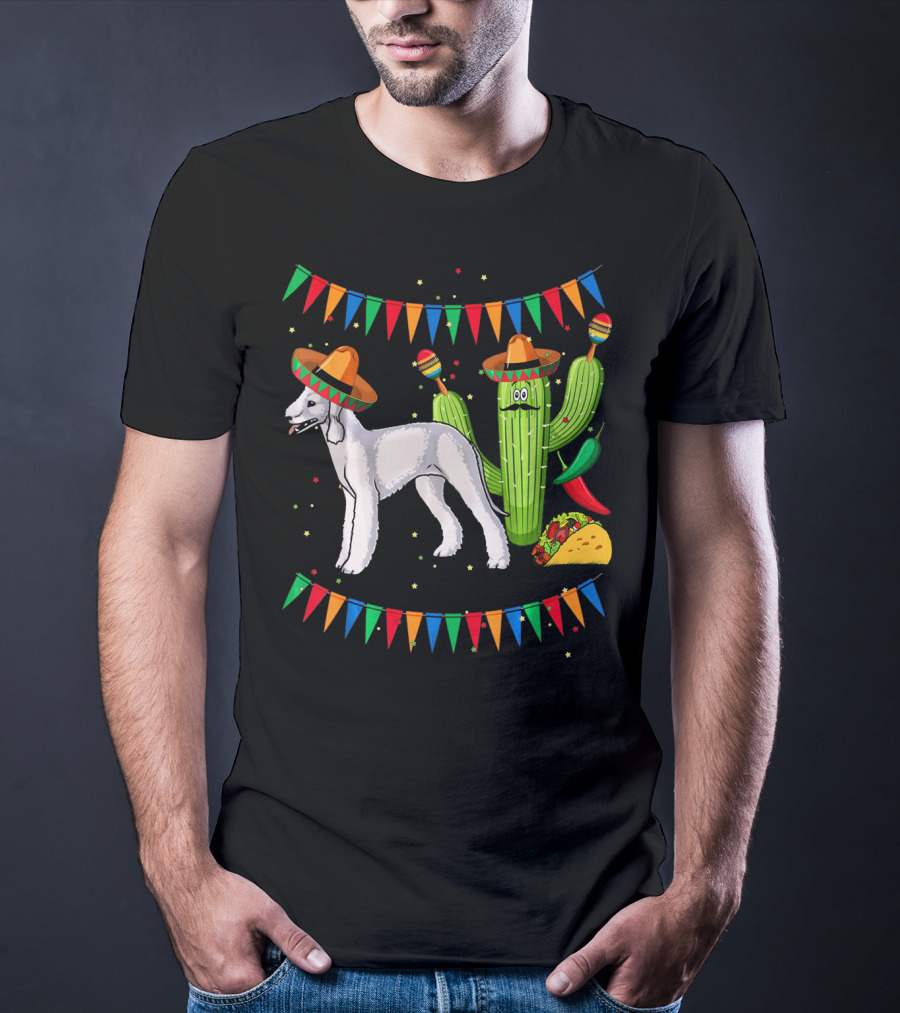 Sombrero Bedlington Terrier Dog Cactus Fiesta Mexico T-Shirt