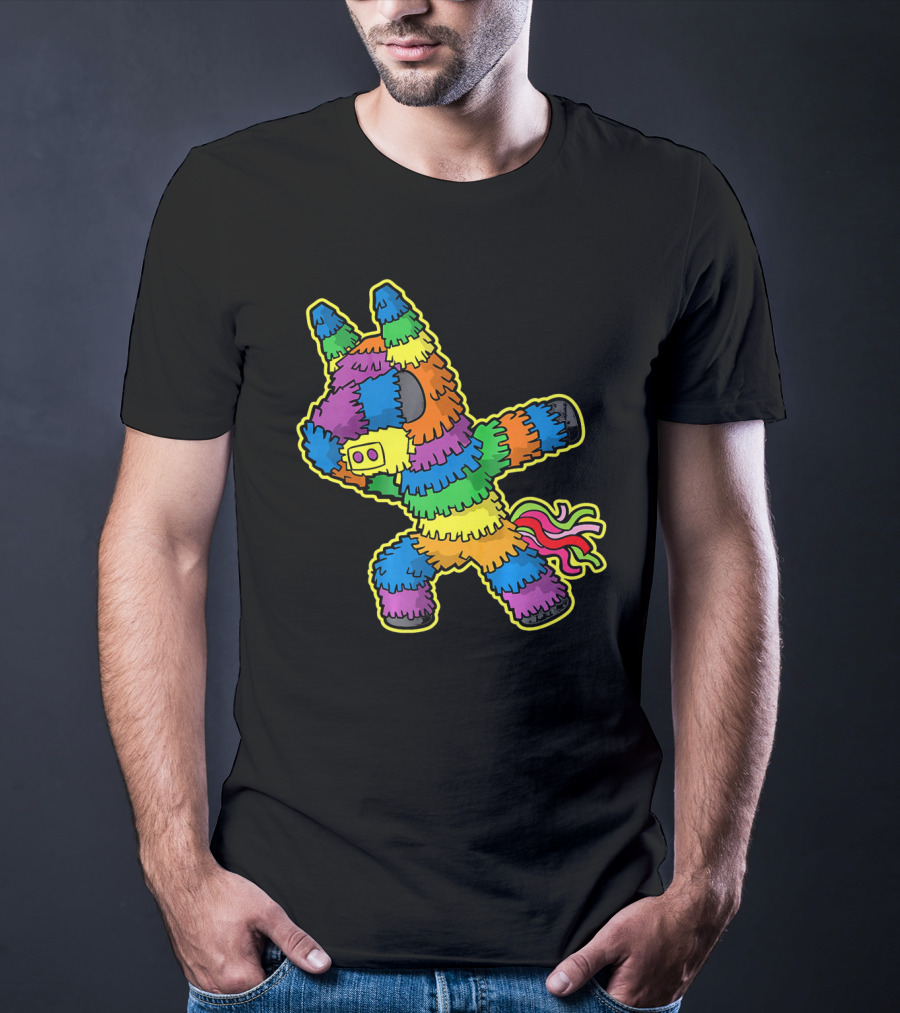 Dabbing Pinata Rainbow Colors Cinco De Mayo Kids Fun T-Shirt