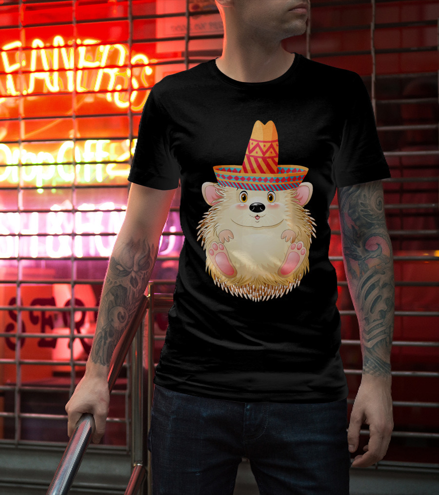Sombrero Porcupine Mexican Fiesta Vibes T-Shirt