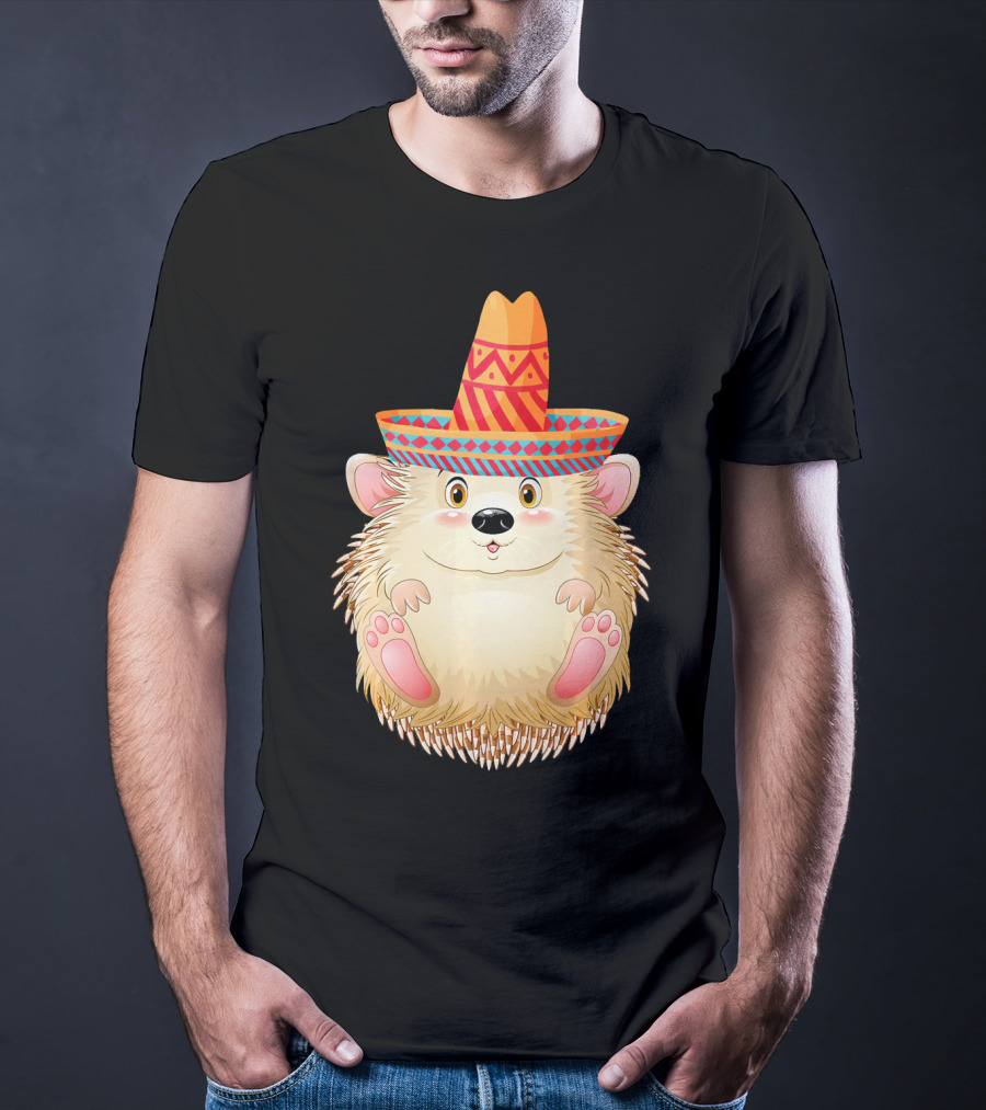 Sombrero Porcupine Mexican Fiesta Vibes T-Shirt