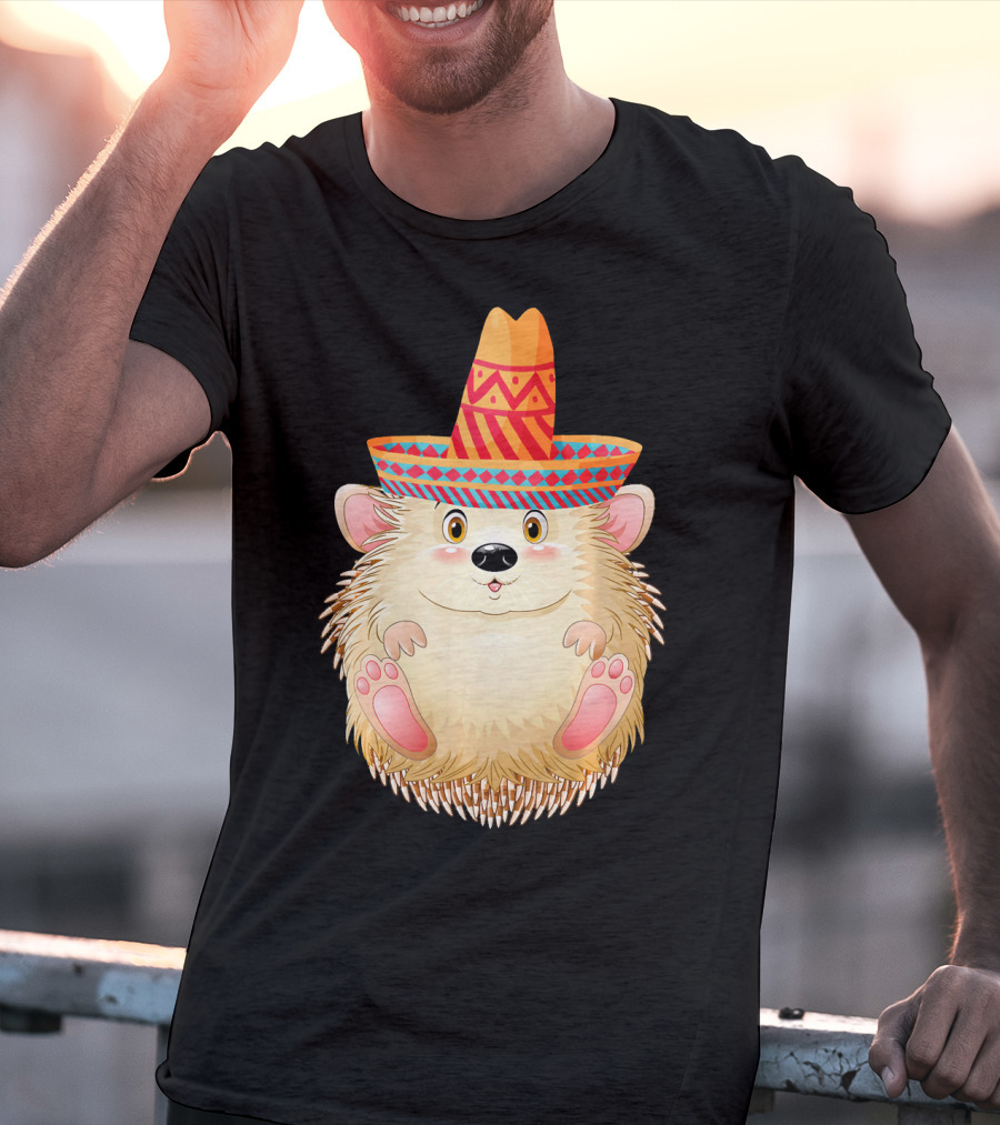 Sombrero Porcupine Mexican Fiesta Vibes T-Shirt