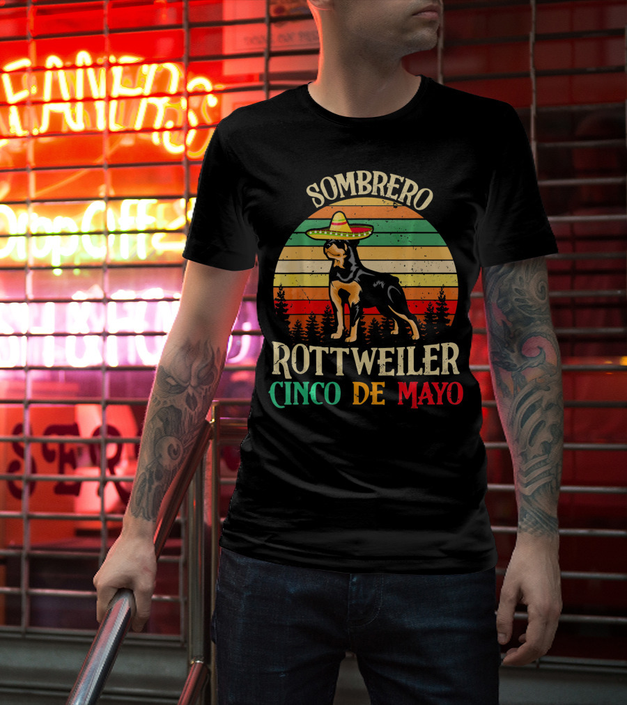 Sombrero Rottweiler Cinco De Mayo Vintage T-Shirt