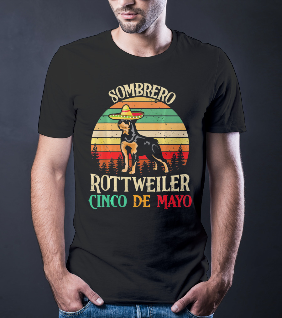 Sombrero Rottweiler Cinco De Mayo Vintage T-Shirt