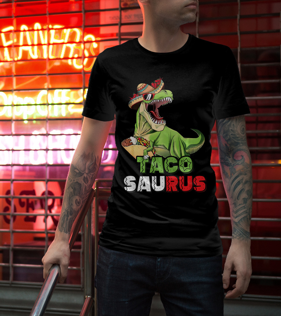 Tacosaurus Mexican Rex Cinco De Mayo Dinosaur Fiesta T-Shirt