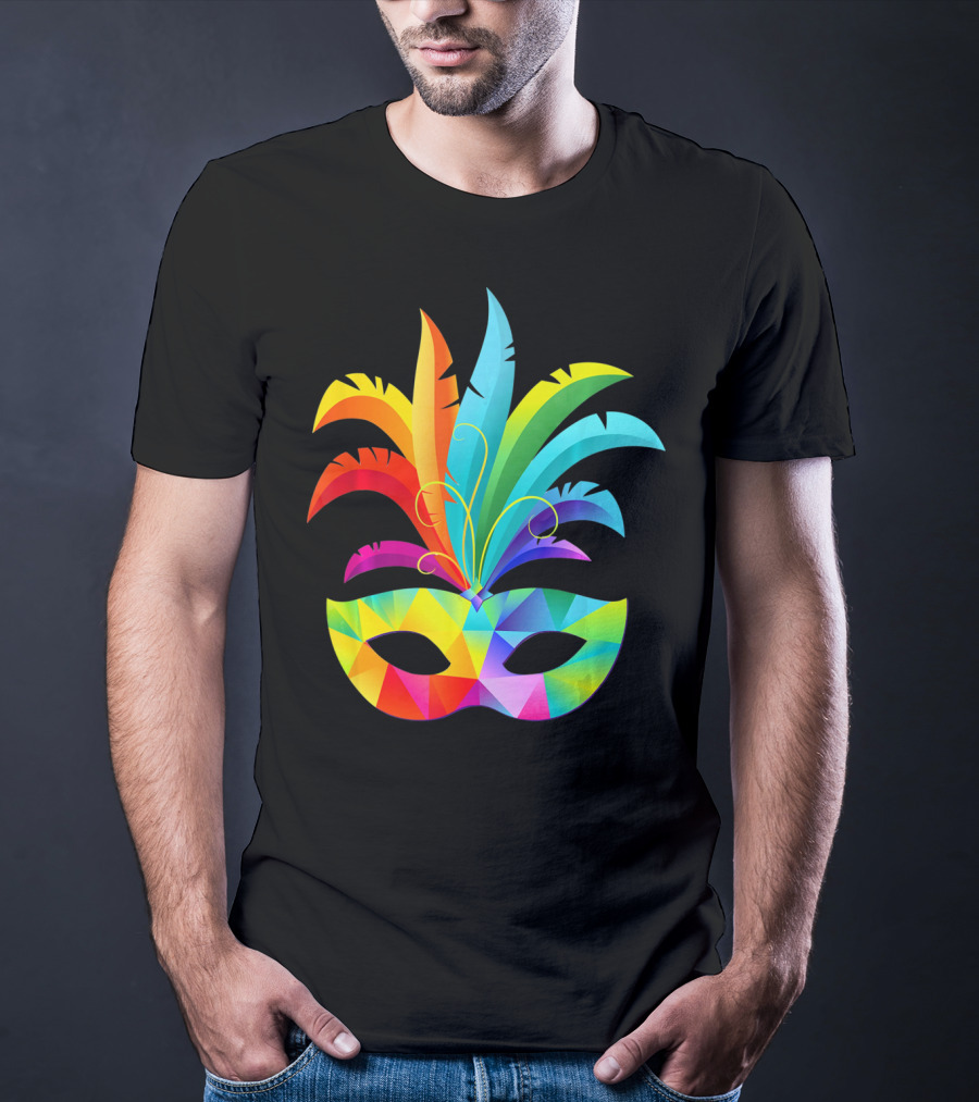 Colorful Carnival Mask Carnaval Rio De Janeiro Feathered Festival T-Shirt