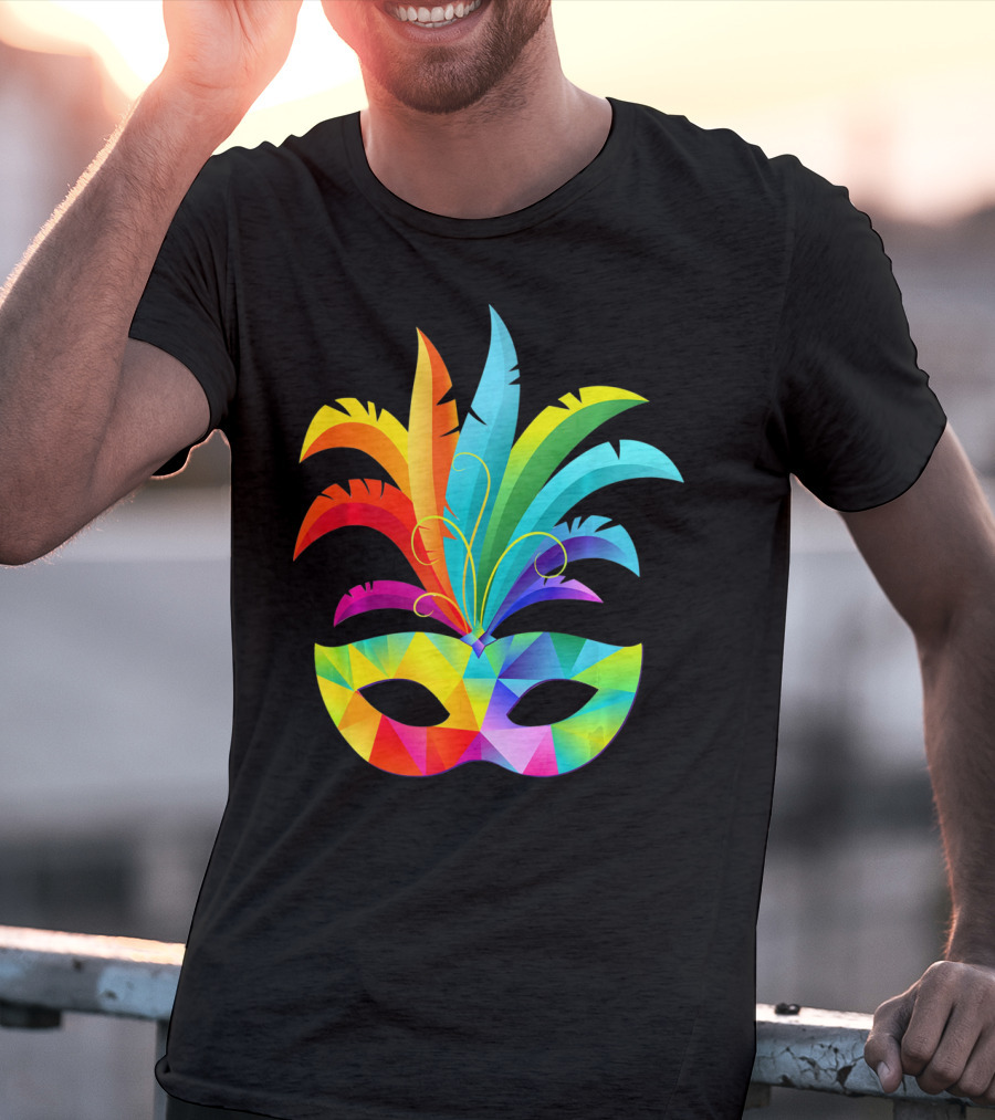 Colorful Carnival Mask Carnaval Rio De Janeiro Feathered Festival T-Shirt