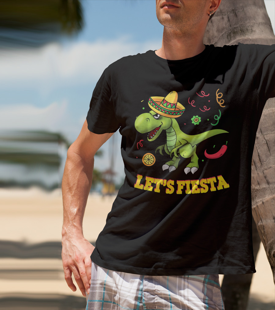 Let's Fiesta T Rex Cinco De Mayo Tyrannosaurus Sombrero T-Shirt