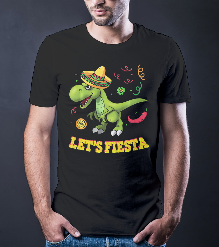 Let's Fiesta T Rex Cinco De Mayo Tyrannosaurus Sombrero T-Shirt