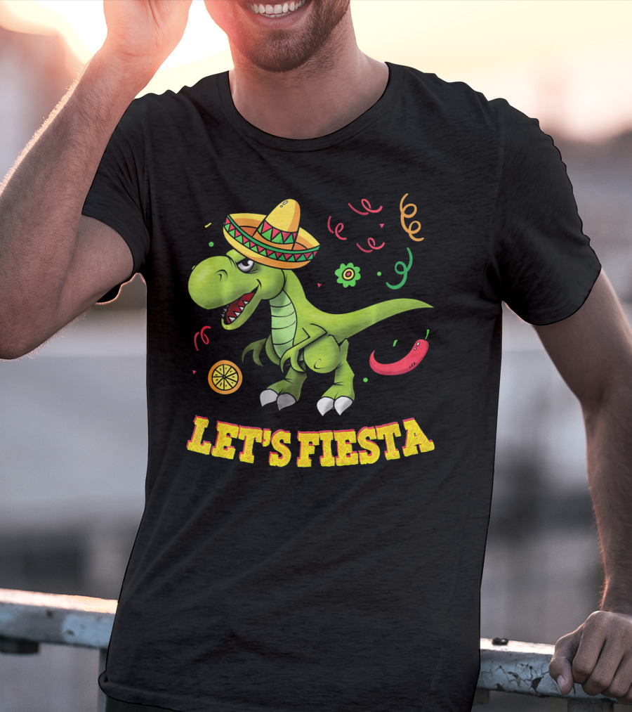 Let's Fiesta T Rex Cinco De Mayo Tyrannosaurus Sombrero T-Shirt