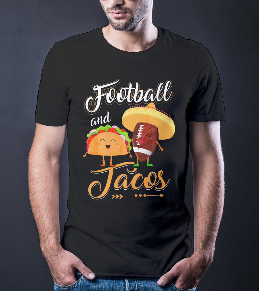 Football And Tacos Cute Cartoon Characters T-Shirt