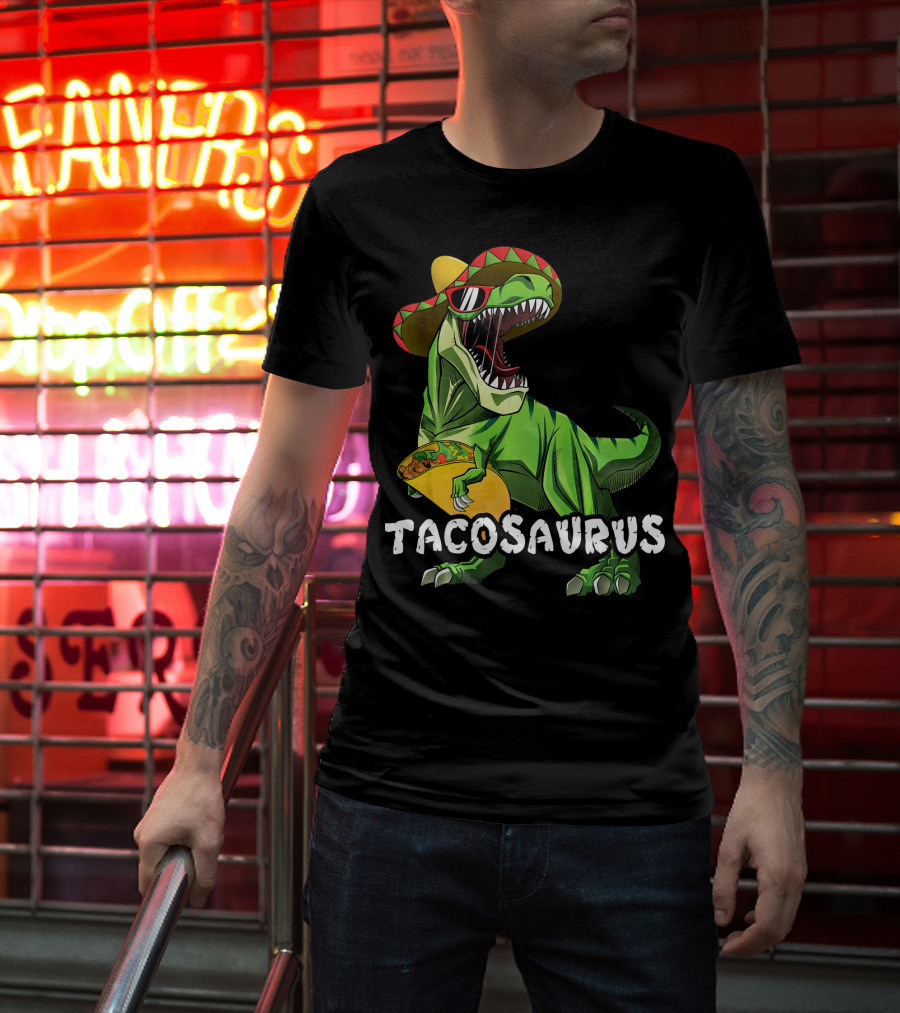 Tacosaurus Cinco De Mayo Rex Tac Dinosaur Sombrero Taco T-Shirt