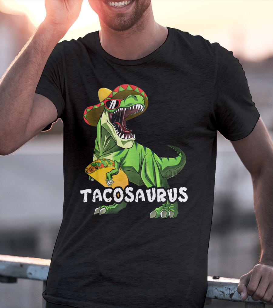 Tacosaurus Cinco De Mayo Rex Tac Dinosaur Sombrero Taco T-Shirt
