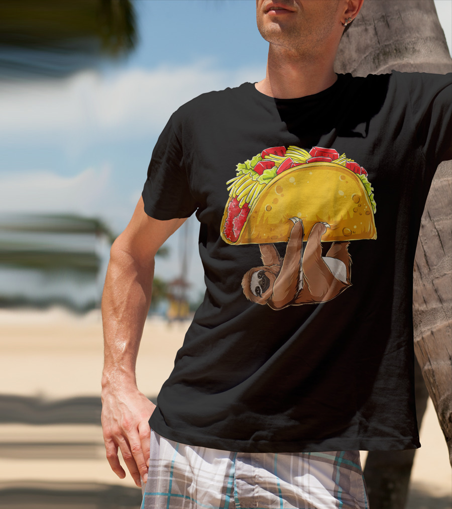 Sloth Hanging From Giant Taco Cinco De Mayo T-Shirt