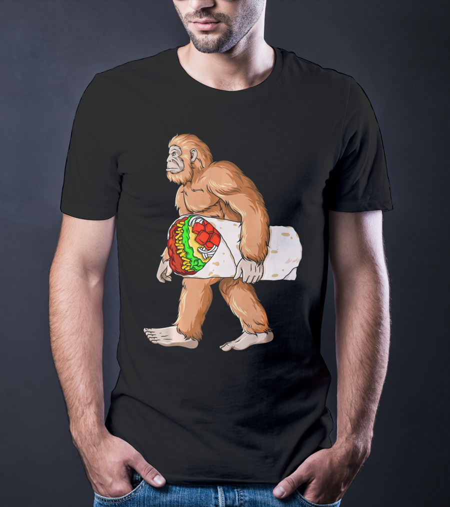 Bigfoot Carrying Burrito Sasquatch Cinco De Mayo T-Shirt