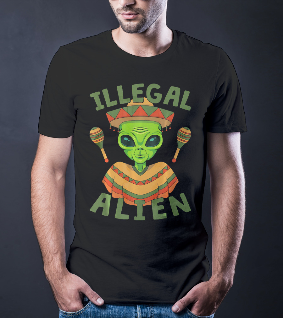 Illegal Alien In Sombrero With Maracas For Cinco De Mayo T-Shirt