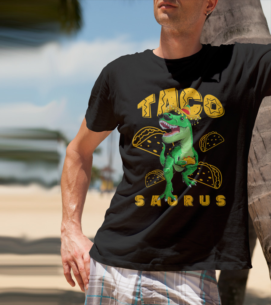 Cinco De Mayo Taco Saurus Dinosaur With Sombrero And Tacos T-Shirt