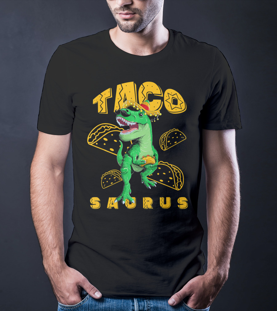 Cinco De Mayo Taco Saurus Dinosaur With Sombrero And Tacos T-Shirt