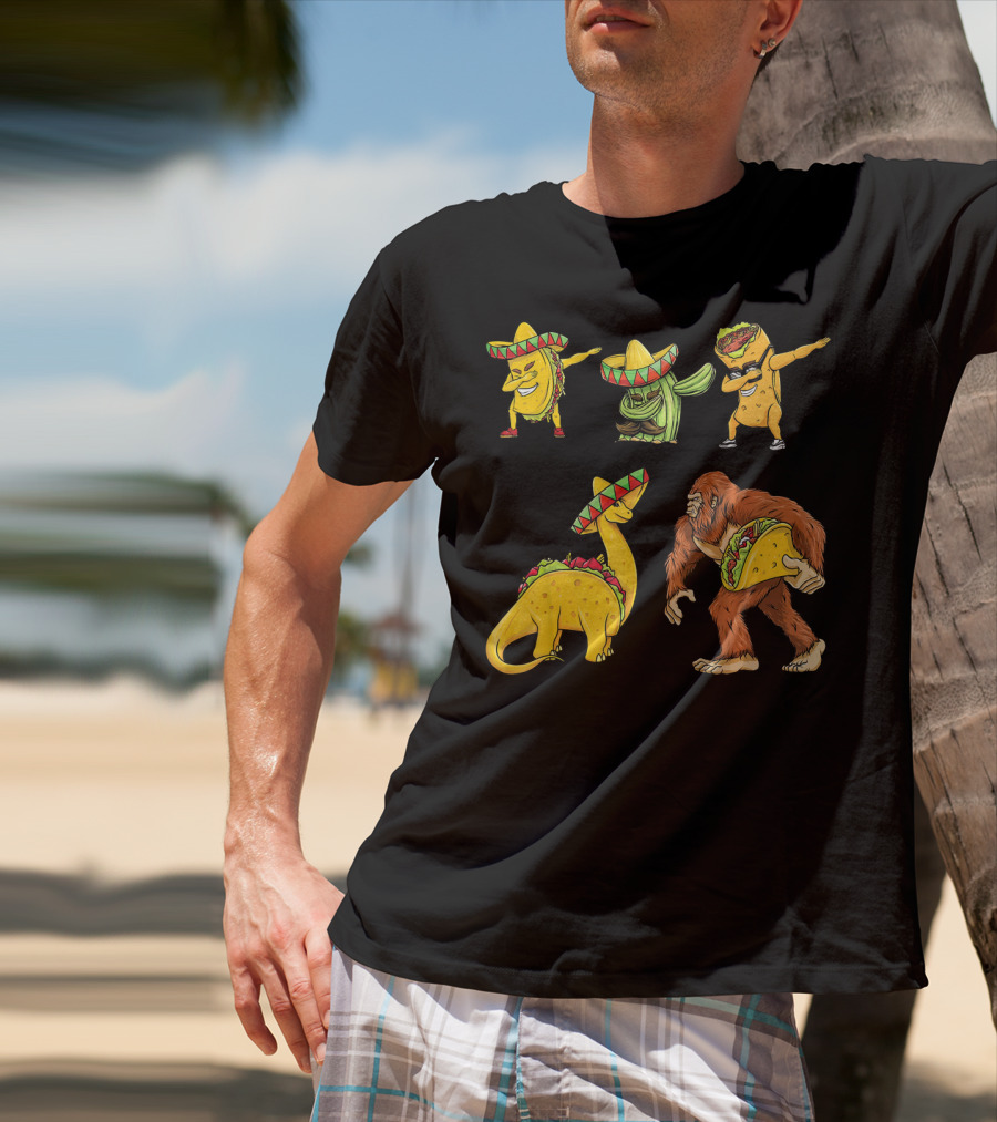 Cinco De Mayo Taco Cactus Burrito Dinosaur Sombrero Bigfoot T-Shirt
