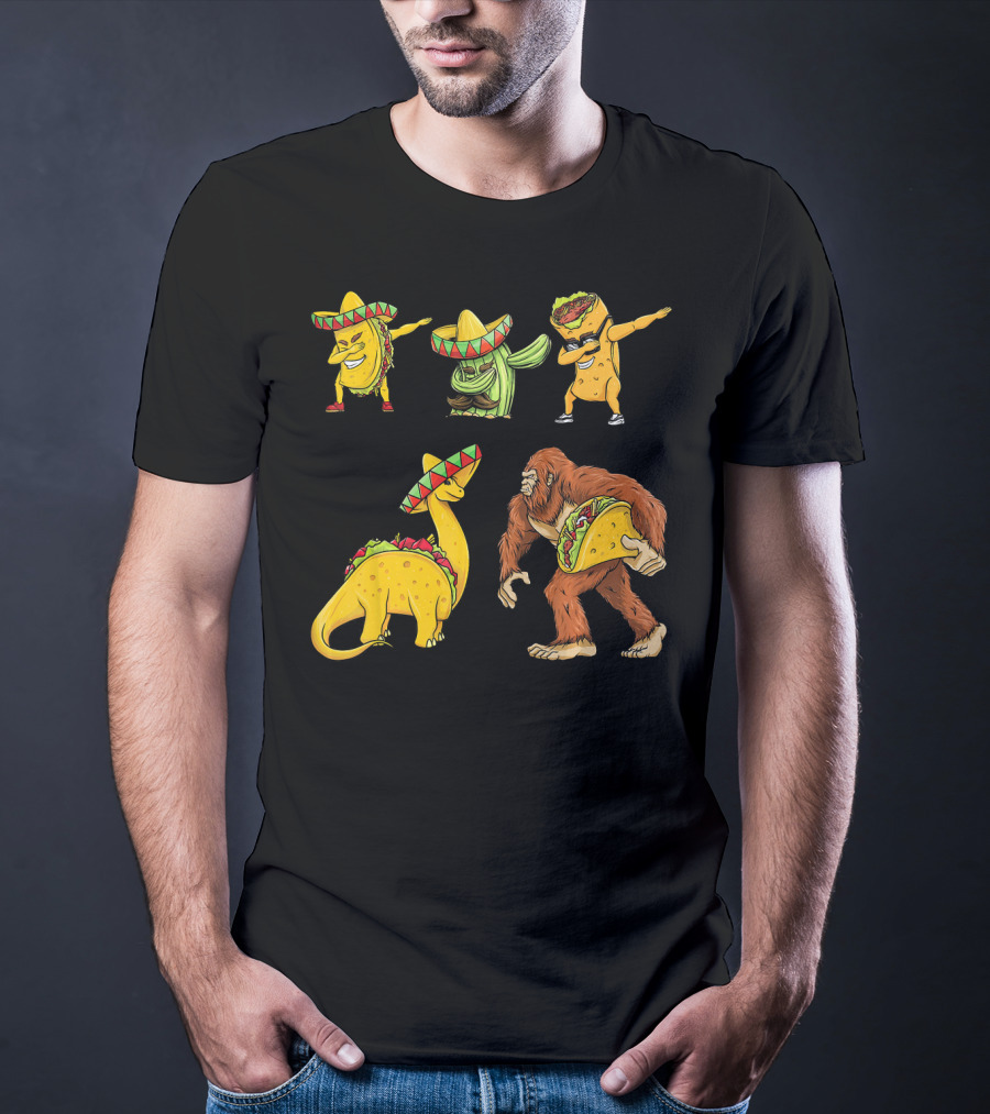 Cinco De Mayo Taco Cactus Burrito Dinosaur Sombrero Bigfoot T-Shirt