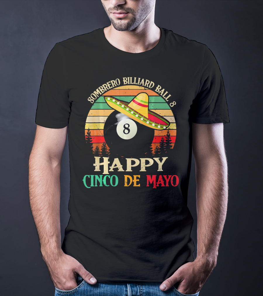 Sombrero Billiard Ball 8 Happy Cinco De Mayo T-Shirt