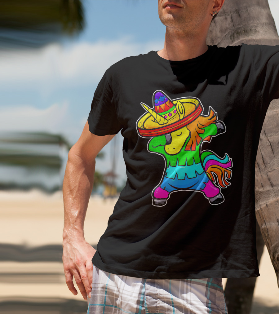 Cinco De Mayo Dabbing Unicorn Sombrero Fiesta T-Shirt