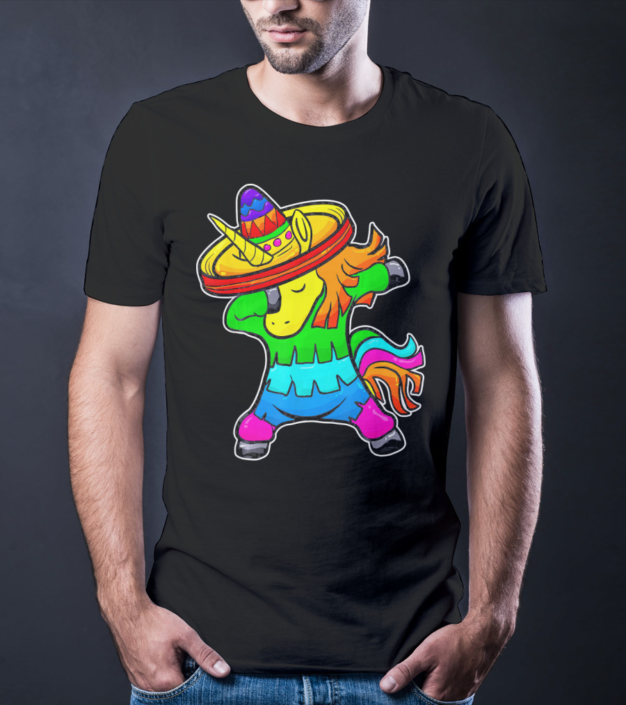 Cinco De Mayo Dabbing Unicorn Sombrero Fiesta T-Shirt