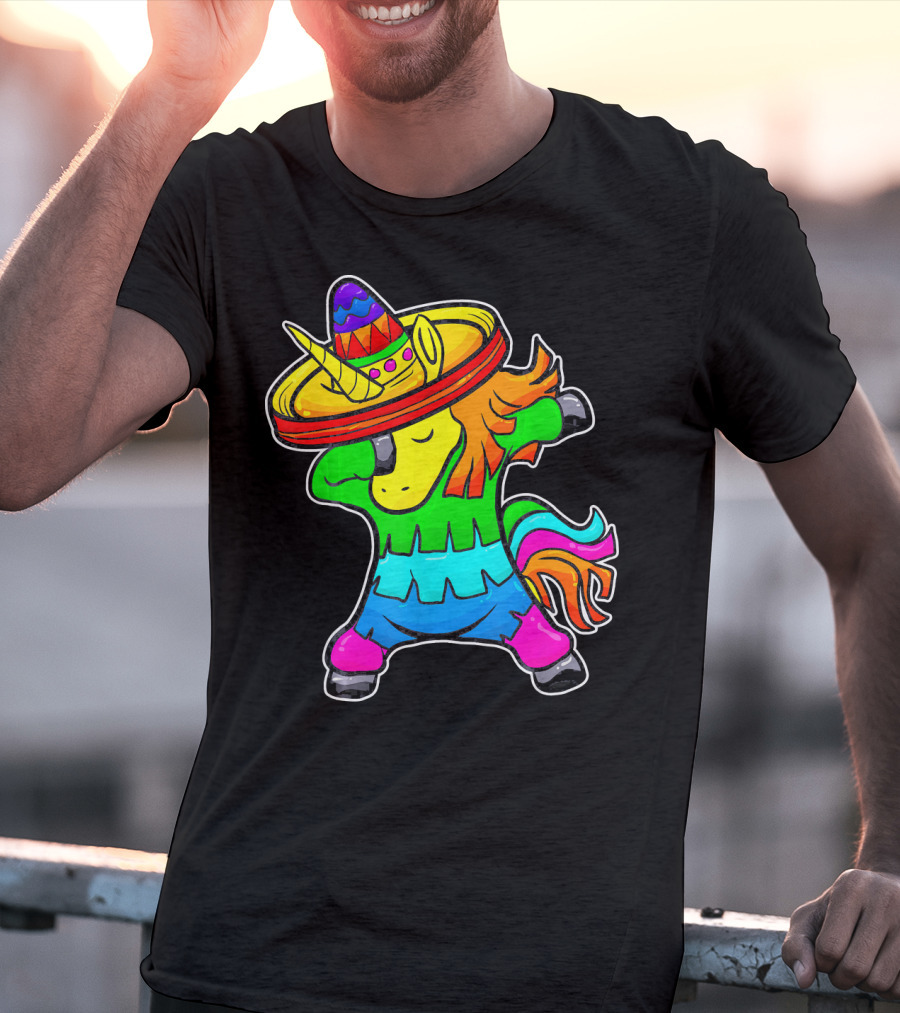 Cinco De Mayo Dabbing Unicorn Sombrero Fiesta T-Shirt