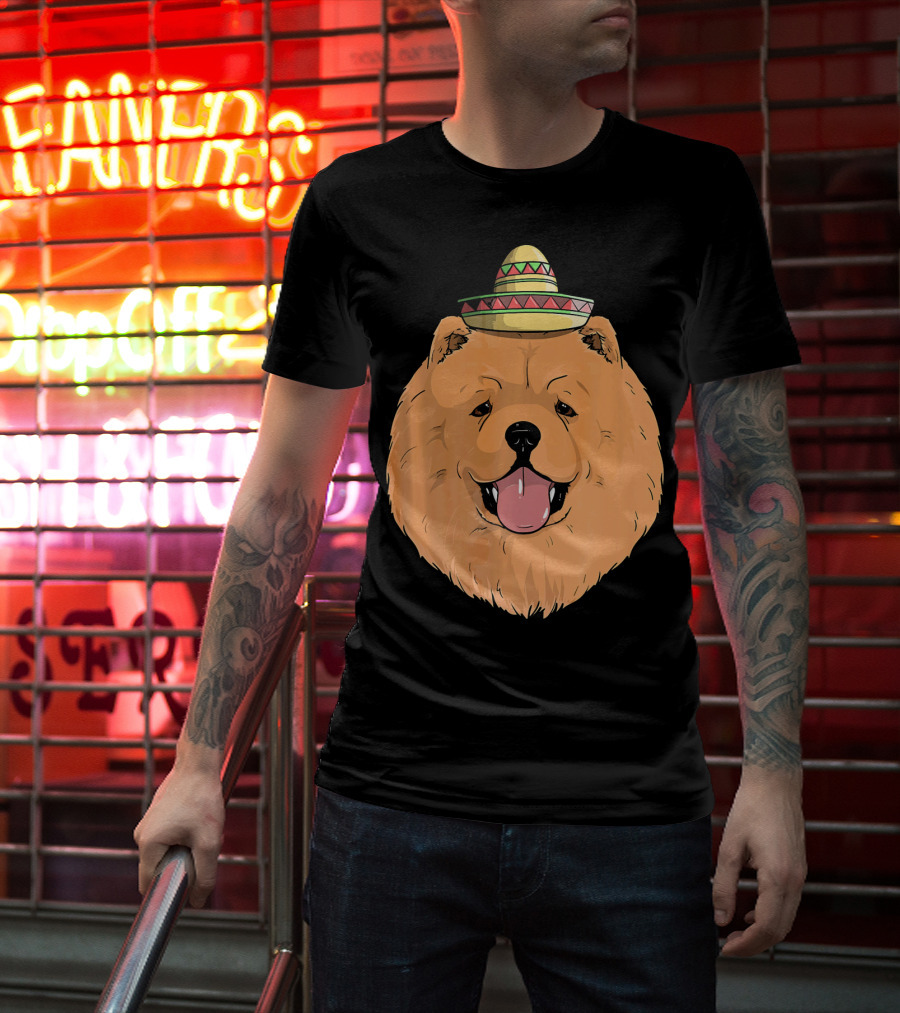 Chow Chow Dog Sombrero Fiesta Cinco De Mayo T-Shirt