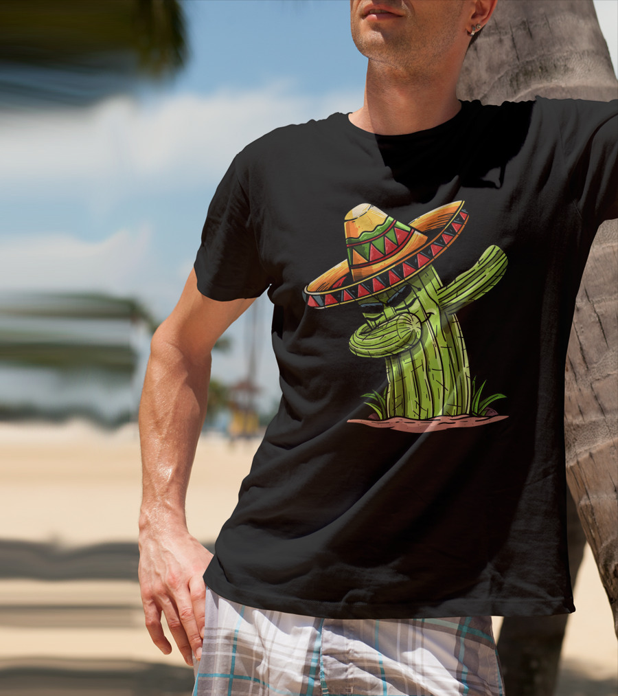 Dabbing Cactus Sombrero Funny Cinco De Mayo T-Shirt