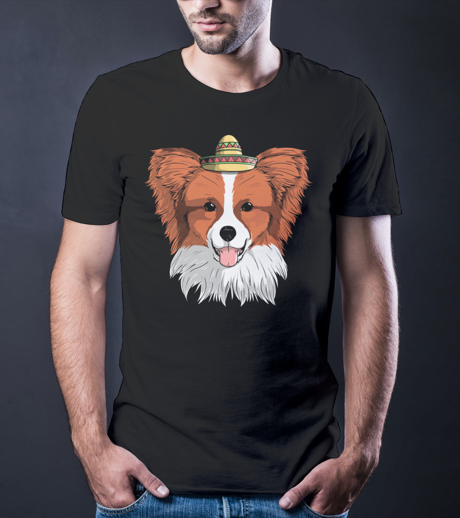 Papillon Dog Sombrero Fiesta Cinco De Mayo T-Shirt