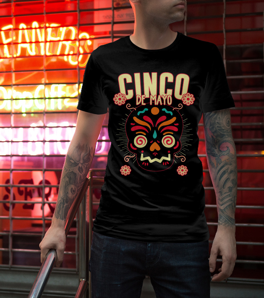 Cinco De Mayo Skull Design For Senor Senora And Sen T-Shirt