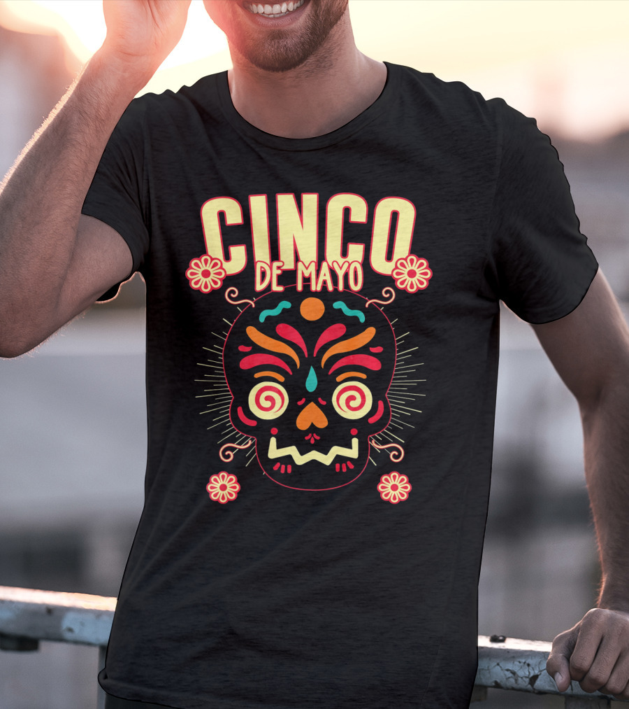 Cinco De Mayo Skull Design For Senor Senora And Sen T-Shirt