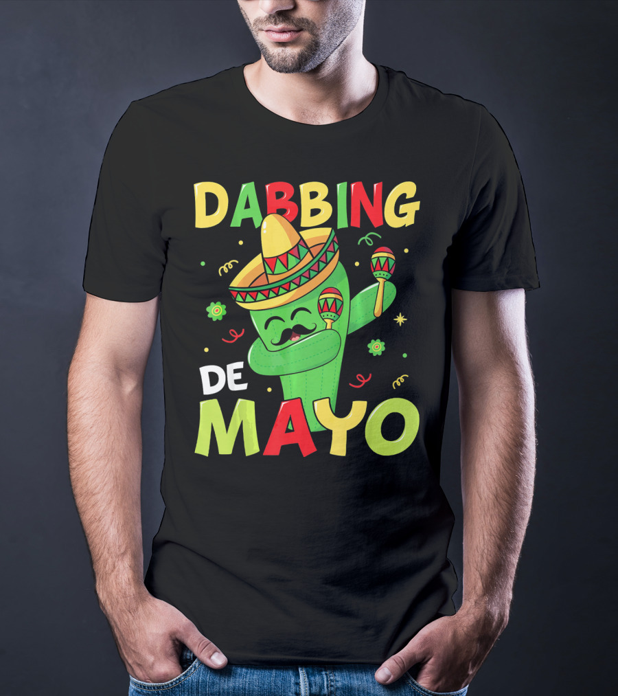 Dabbing Cactus Cinco De Mayo Sombrero Maracas T-Shirt