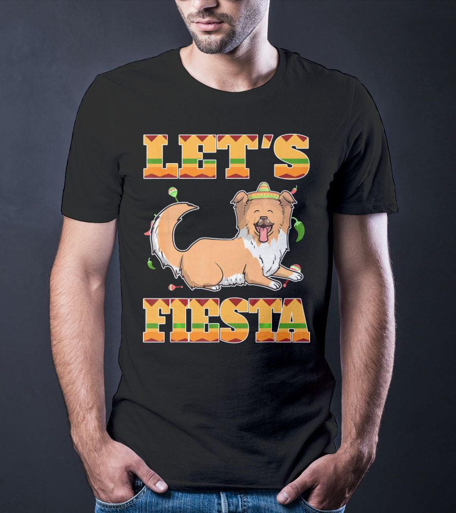 Let's Fiesta Rough Collie Dog Cinco De Mayo T-Shirt