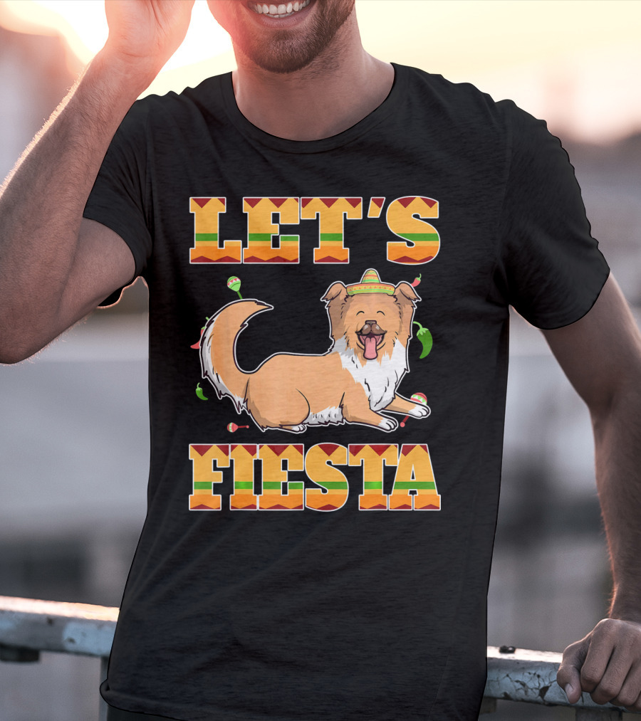 Let's Fiesta Rough Collie Dog Cinco De Mayo T-Shirt