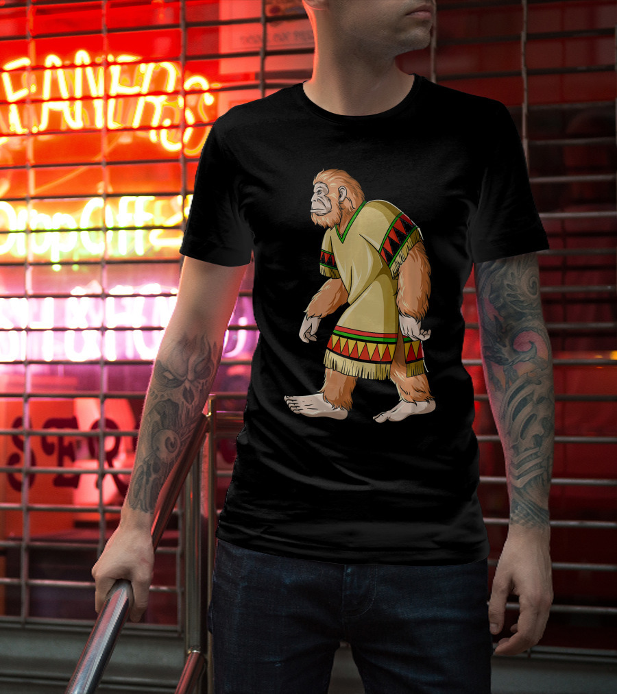 Bigfoot Sasquatch In Mexican Poncho Cultural Attire T-Shirt