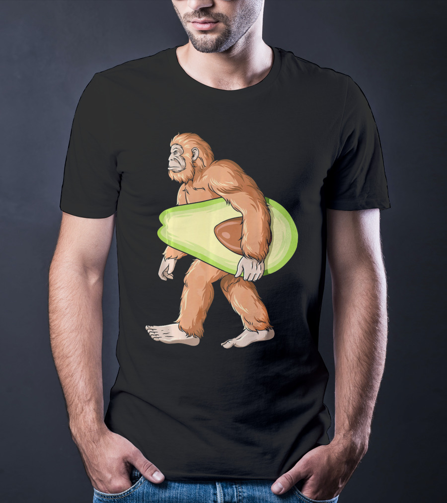 Bigfoot Carrying Avocado Sasquatch Cinco De Mayo Humor T-Shirt