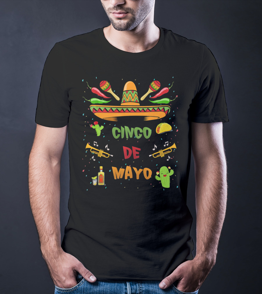 Cinco De Mayo Sombrero Maracas Taco Fiesta T-Shirt