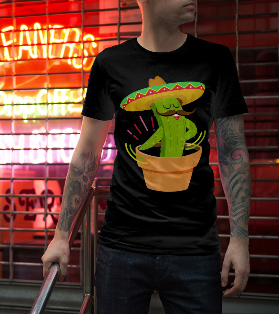 Flossing Cactus Sombrero Dance Cinco De Mayo T-Shirt