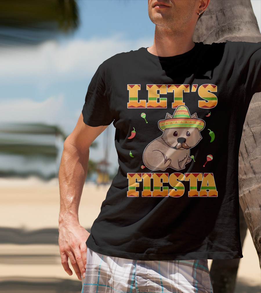 Let's Fiesta Wombat Wearing Sombrero Maracas Peppers Cinco De Mayo Mexican T-Shirt