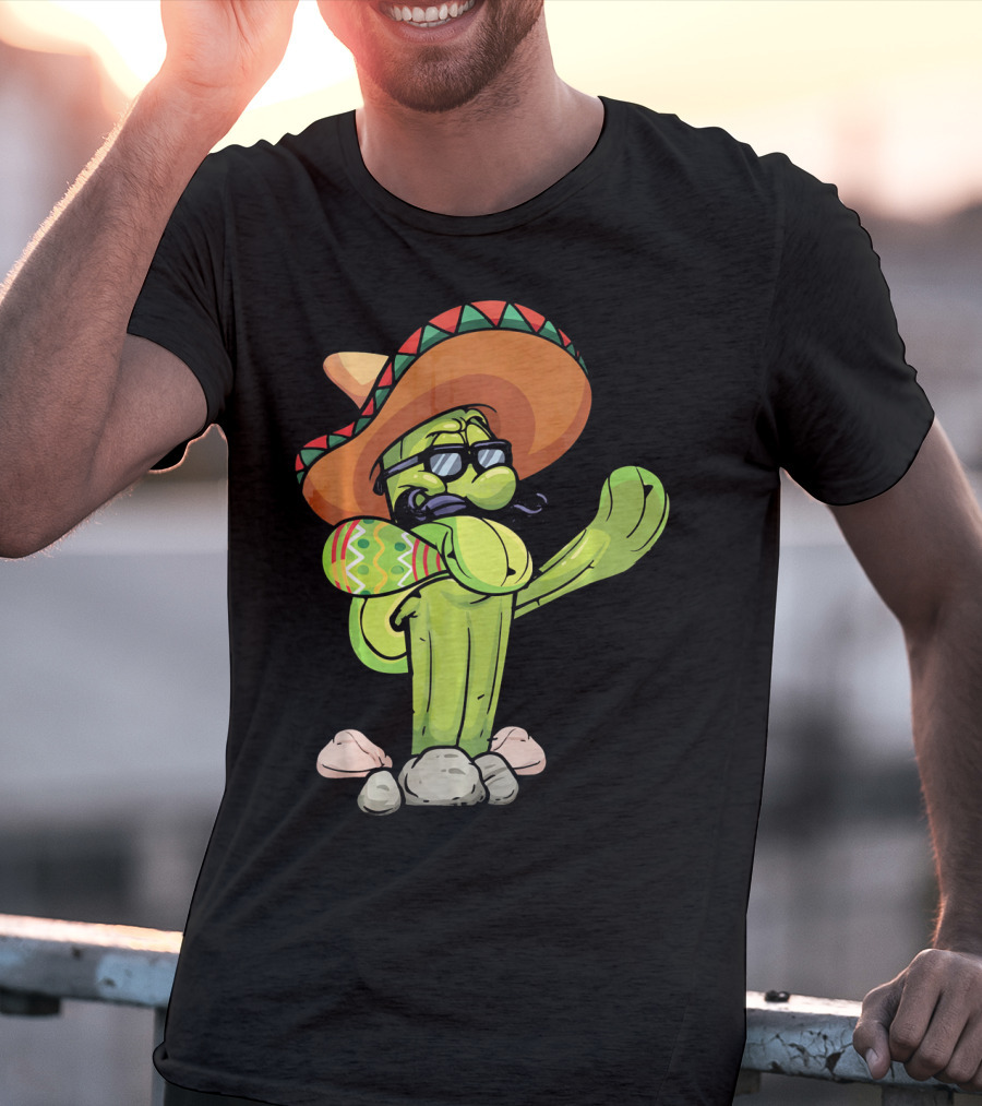 Sombrero Cactus Dabbing Dance Cinco De Mayo T-Shirt