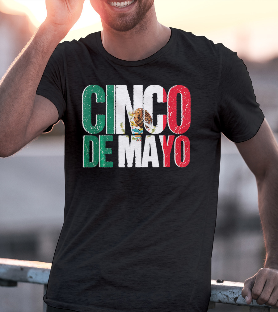 Cinco De Mayo Mexican Flag Colors With Eagle Emblem T-Shirt