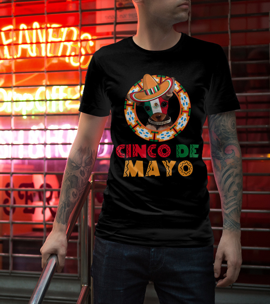 Cinco De Mayo Dog Chihuahua Mexican Sombrero T-Shirt